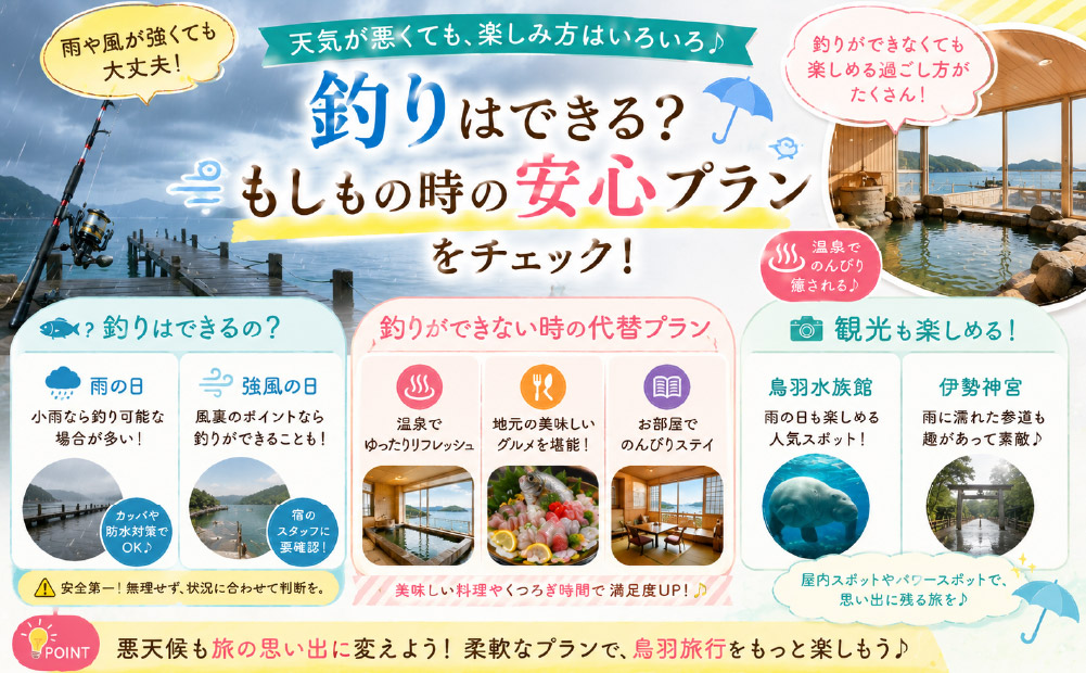 悪天候時の釣り可否と代替プランについて