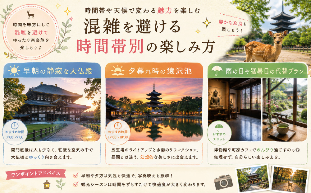 車なしで巡る奈良観光_混雑を避ける時間帯別の楽しみ方
