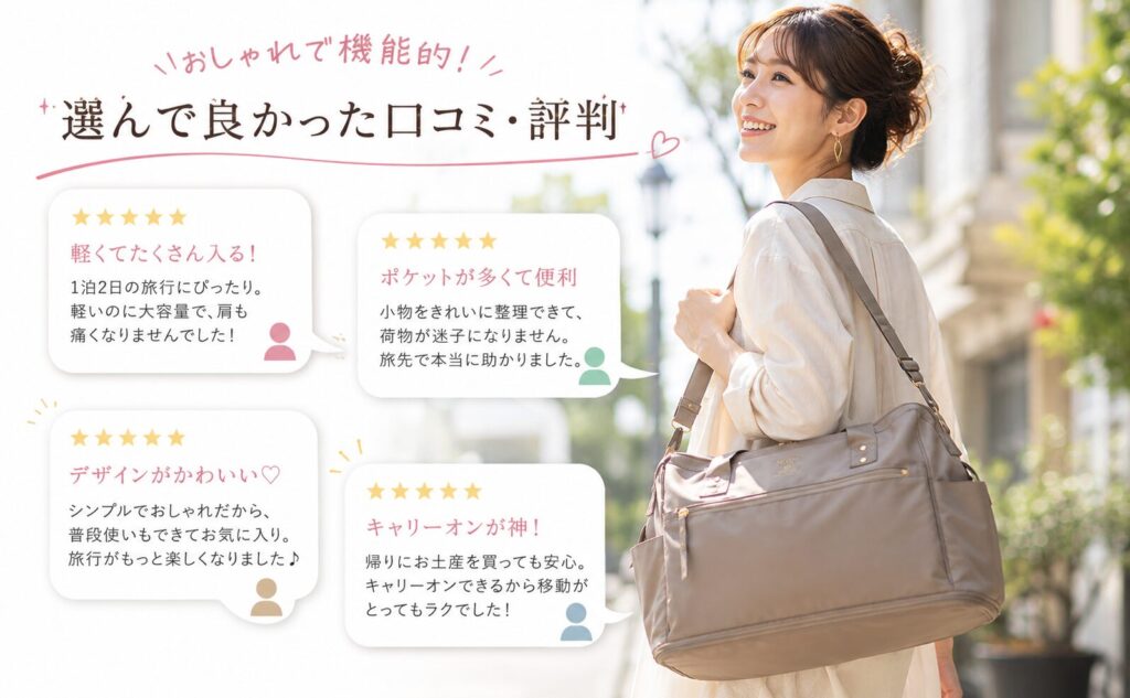 おしゃれで機能的！肩掛けカバンを選んで良かった口コミ・評判