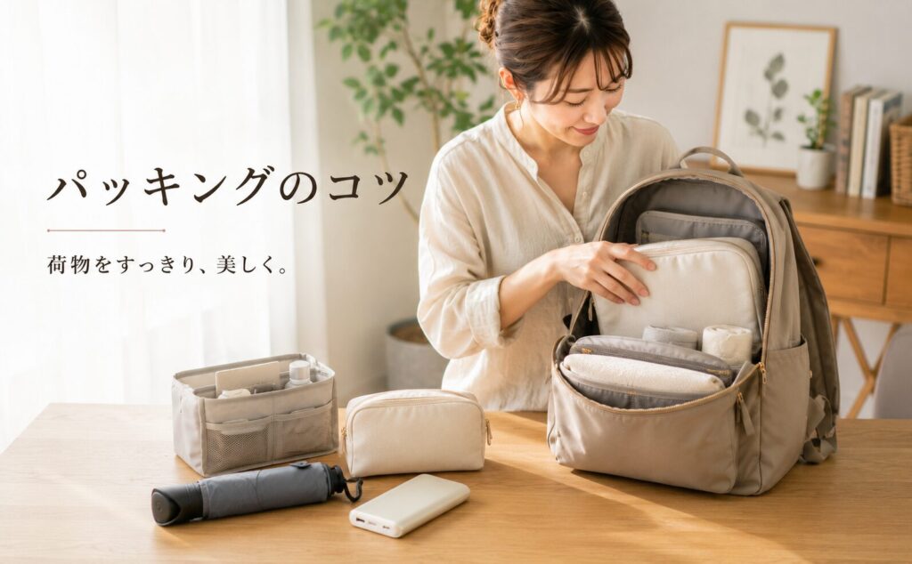 リュックの中身を整えるパッキングのコツ