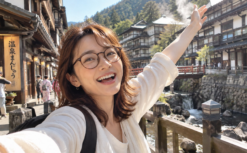 旅行の化粧品小分けアイデア_旅行を楽しむ女性